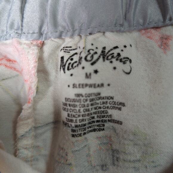 Nick and Nora Pajama Pants Womens M White Camper Flamingo Lounge - Picture 2 of 8